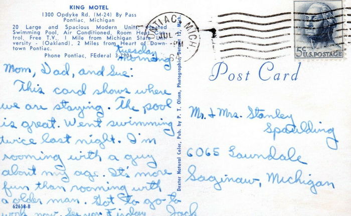 King Motel - Old Postcard